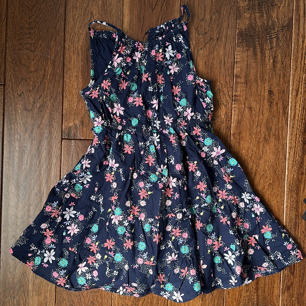Blue and Pink Pleated Sundress with Spaghetti Straps